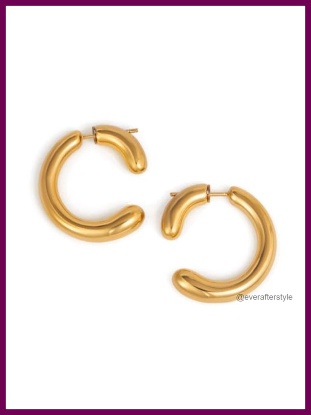 Chunky C Shape Hoop Earrings 18K Gold Plated Stainless Steel Hypoallergenic